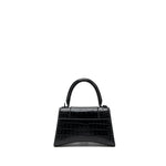 balenciaga Hourglass S Croc-Embossed Calfskin So Black