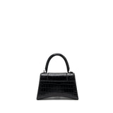 balenciaga Hourglass S Croc-Embossed Calfskin So Black