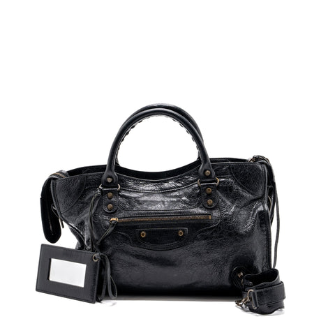 balenciaga Classic City Bag leather Black Ruthenium Gold Hardware