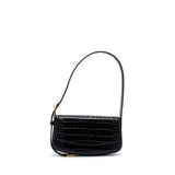 balenciaga Ghost Sling Bag Croc Embossed Leather Black GHW