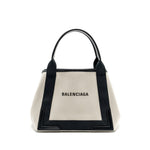 balenciaga Cabas Tote Bag Canvas/Calfskin Beige/Black SHW