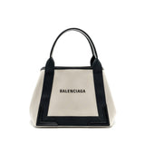 balenciaga Cabas Tote Bag Canvas/Calfskin Beige/Black SHW