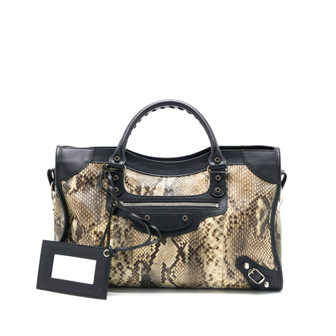 balenciaga Classic City Python Leather SHW