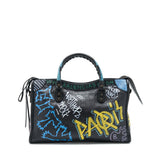 balenciaga City Bag Black With Multicolour Graffiti Ruthenium Hardware