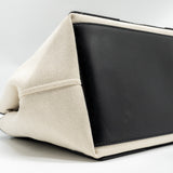 balenciaga Cabas Tote Bag Canvas/Calfskin Natural/Black SHW
