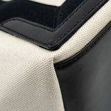balenciaga Cabas Tote Bag Canvas/Calfskin Natural/Black SHW