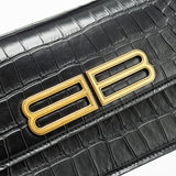 balenciaga Gossip shoulder bag croc-embossed calfskin black GHW