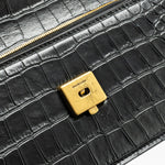 balenciaga Gossip shoulder bag croc-embossed calfskin black GHW