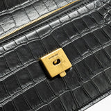 balenciaga Gossip shoulder bag croc-embossed calfskin black GHW