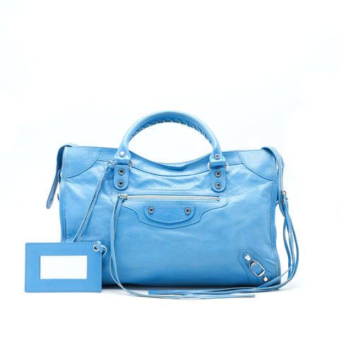 balenciaga CITY BAG IN BLUE WITH SHW