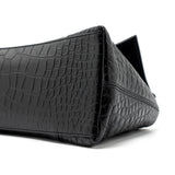 balenciaga Downtown Small Shoudler Bag Crocodile Embossed Black with Black Hardware