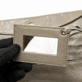 balenciaga City Fold Clutch/Shoulder Bag Leather Grey Ruthenium Hardware