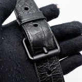 balenciaga Downtown Small Shoudler Bag Crocodile Embossed Black with Black Hardware