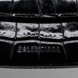 balenciaga Ghost Sling Bag Croc Embossed Leather Black GHW