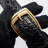 balenciaga Ghost Sling Bag Croc Embossed Leather Black GHW