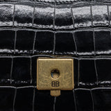 balenciaga Ghost Sling Bag Croc Embossed Leather Black GHW