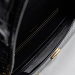 balenciaga Ghost Sling Bag Croc Embossed Leather Black GHW