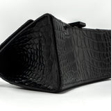 balenciaga Hourglass S Croc-Embossed Calfskin So Black