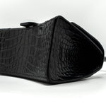 balenciaga Hourglass S Croc-Embossed Calfskin So Black