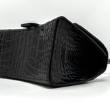 balenciaga Hourglass S Croc-Embossed Calfskin So Black