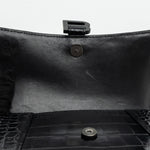 balenciaga Hourglass S Croc-Embossed Calfskin So Black