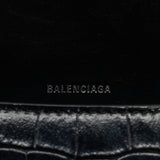 balenciaga Hourglass S Croc-Embossed Calfskin So Black