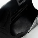 balenciaga Hourglass S Croc-Embossed Calfskin So Black