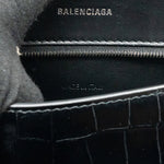 balenciaga Hourglass S Croc-Embossed Calfskin So Black