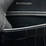 balenciaga Hourglass S Croc-Embossed Calfskin So Black