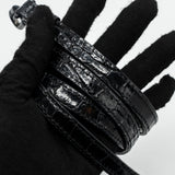 balenciaga Hourglass S Croc-Embossed Calfskin So Black