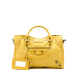 balenciaga Classic City Bag Lambskin Yellow with Black Hardware