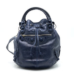 balenciaga Giant Pompon Bucket Bag Navy