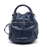 balenciaga Giant Pompon Bucket Bag Navy