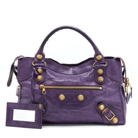 balenciaga Giant City Bag Purple GHW