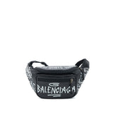 balenciaga Graffiti Waist Bag Leather Black Ruthenium Hardware