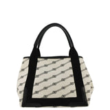 balenciaga  Logo S Navy Cabas Canvas Hobo Bag White