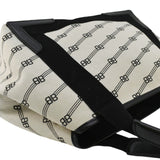 balenciaga  Logo S Navy Cabas Canvas Hobo Bag White