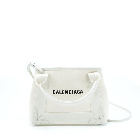 balenciaga Cabas Fabric/Leather Off white SHW