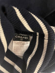 *HOT* Chanel Airline Collection Navy Cashmere Jumper and Mini Skirt Set with Silver Logo Airplane Appliqu√©s Size FR 38 (UK 10)