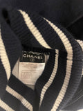 *HOT* Chanel Airline Collection Navy Cashmere Jumper and Mini Skirt Set with Silver Logo Airplane Appliqu√©s Size FR 38 (UK 10)