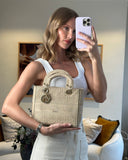 *FIRE PRICE* Christian Top quality Dior Medium Lady D-Lite Bag in Beige Cannage Canvas with Champagne Gold Hardware RRP ¬£4,300