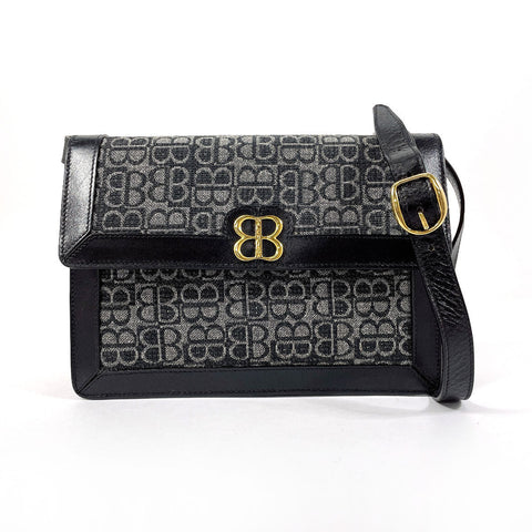 balenciaga Canvas Leather BB Logo 2WAY Vintage Shoulder Bag