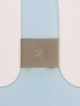 Chanel Logo Rubber Tote Bag Clear Blue