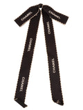 Chanel Logo Ribbon Brooch Black
