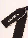 Chanel Logo Ribbon Brooch Black