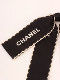 Chanel Logo Ribbon Brooch Black