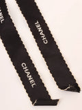 Chanel Logo Ribbon Brooch Black