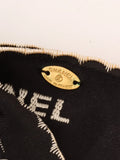 Chanel Logo Ribbon Brooch Black