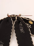 Chanel Logo Ribbon Brooch Black