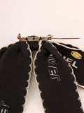 Chanel Logo Ribbon Brooch Black